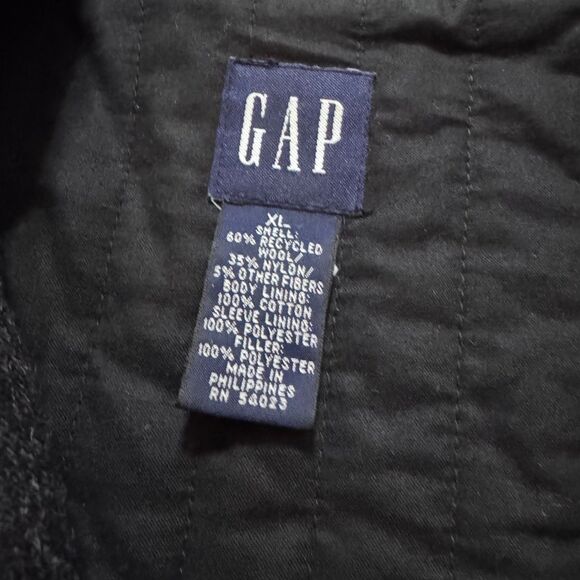Vintage GAP Dark Gray Wool Blend Hooded Jacket Full Zip Women's XL Y2K - Picture 4 of 9